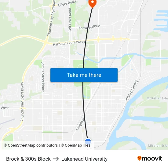 Brock & 300s Block to Lakehead University map