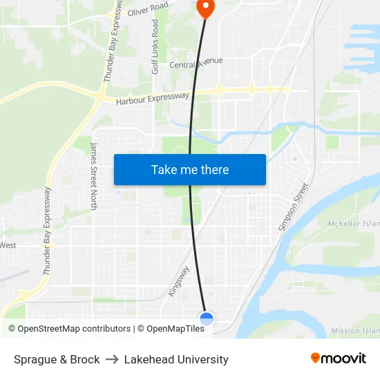 Sprague & Brock to Lakehead University map