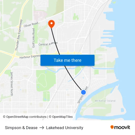 Simpson & Dease to Lakehead University map
