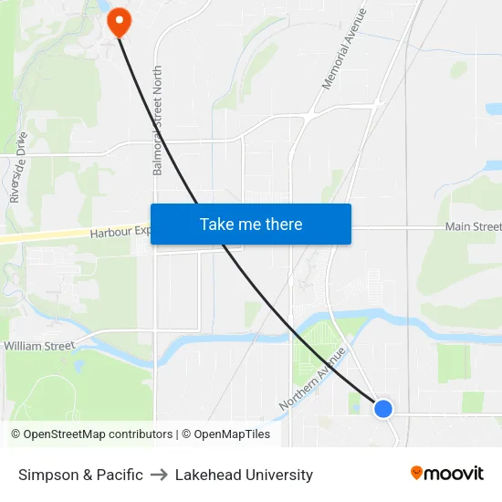 Simpson & Pacific to Lakehead University map