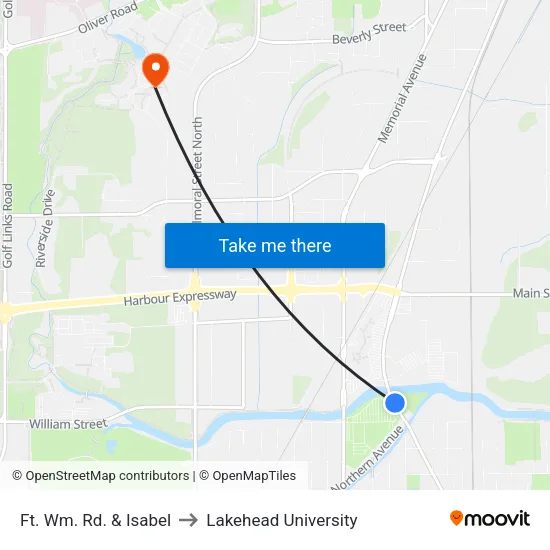 Ft. Wm. Rd. & Isabel to Lakehead University map