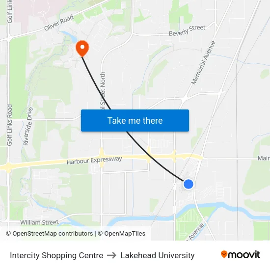 Intercity Shopping Centre to Lakehead University map
