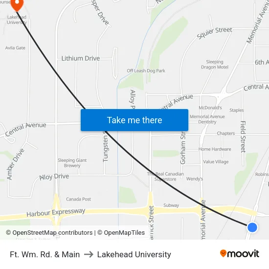 Ft. Wm. Rd. & Main to Lakehead University map