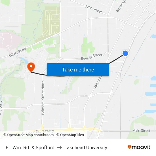 Ft. Wm. Rd. & Spofford to Lakehead University map