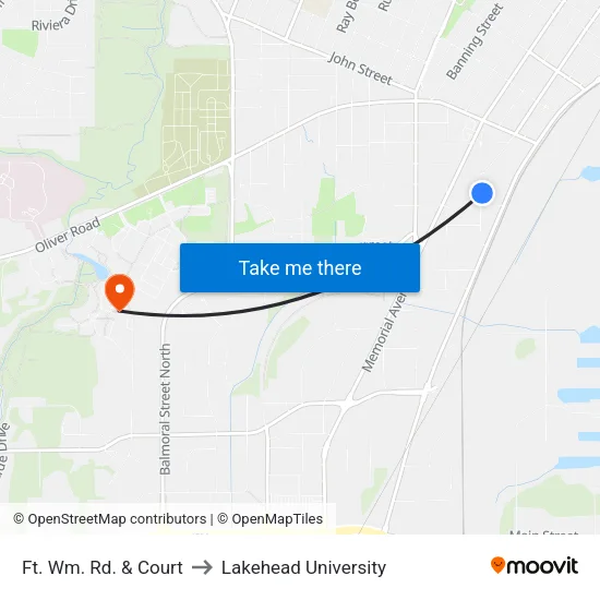 Ft. Wm. Rd. & Court to Lakehead University map