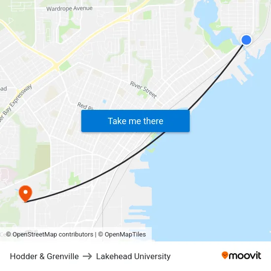 Hodder & Grenville to Lakehead University map