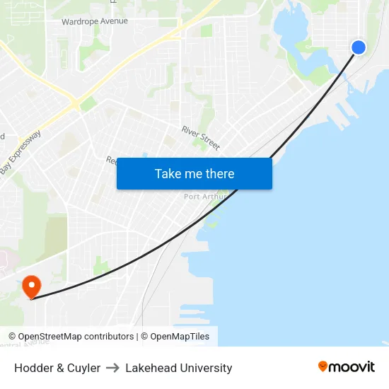 Hodder & Cuyler to Lakehead University map