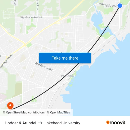 Hodder & Arundel to Lakehead University map