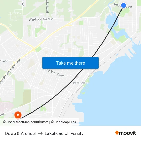 Dewe & Arundel to Lakehead University map