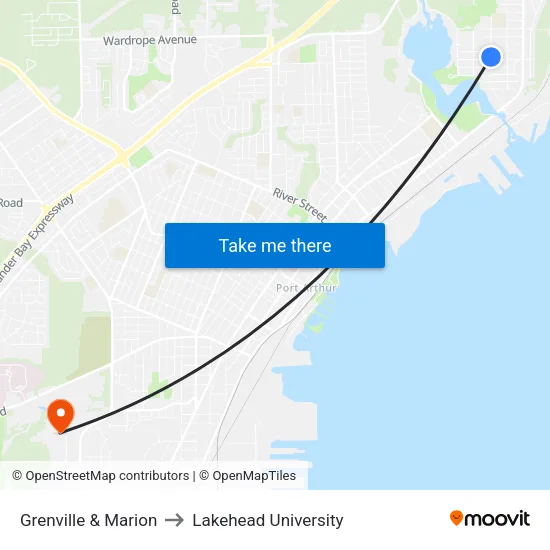 Grenville & Marion to Lakehead University map