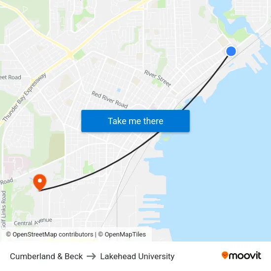 Cumberland & Beck to Lakehead University map
