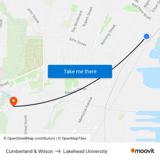 Cumberland & Wilson to Lakehead University map