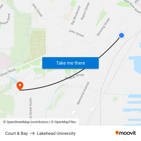 Court & Bay to Lakehead University map