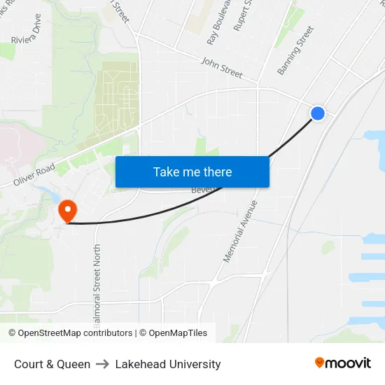 Court & Queen to Lakehead University map