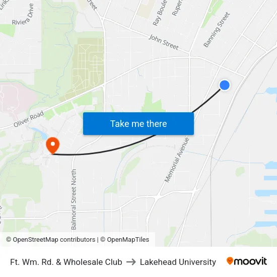 Ft. Wm. Rd. & Wholesale Club to Lakehead University map