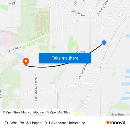 Ft. Wm. Rd. & Lisgar to Lakehead University map