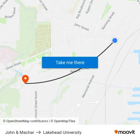 John & Machar to Lakehead University map