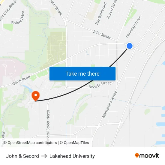 John & Secord to Lakehead University map