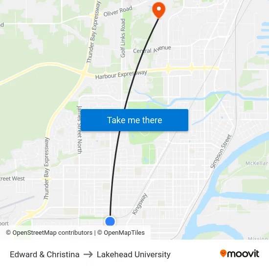 Edward & Christina to Lakehead University map