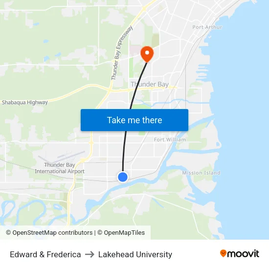 Edward & Frederica to Lakehead University map