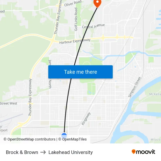 Brock & Brown to Lakehead University map