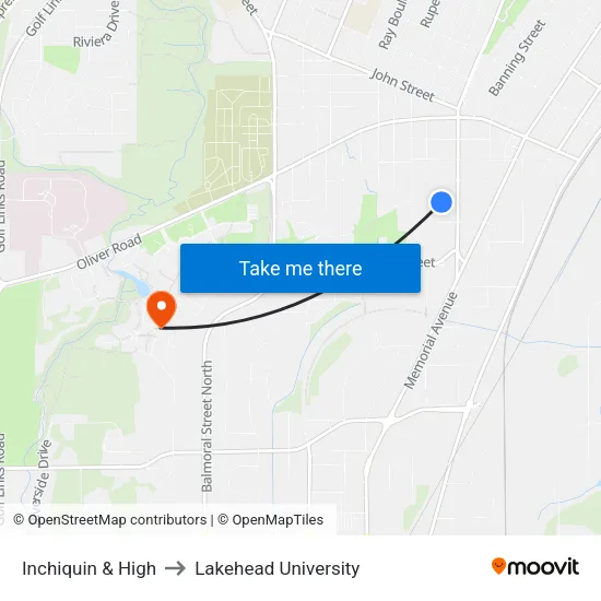 Inchiquin & High to Lakehead University map