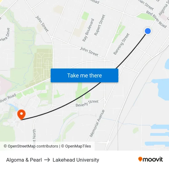 Algoma & Pearl to Lakehead University map