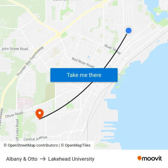 Albany & Otto to Lakehead University map