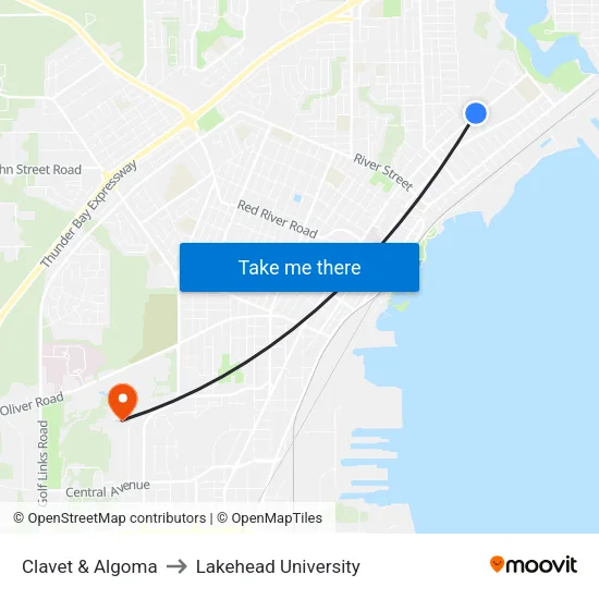 Clavet & Algoma to Lakehead University map