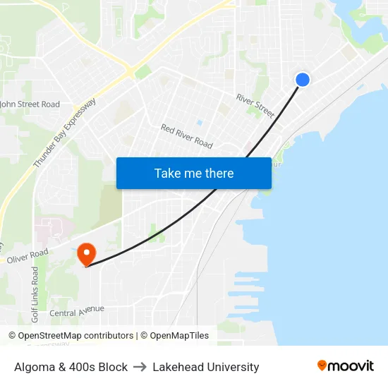 Algoma & 400s Block to Lakehead University map