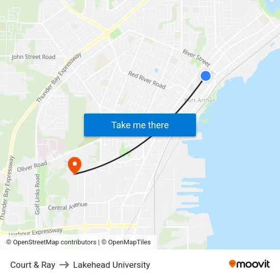 Court & Ray to Lakehead University map