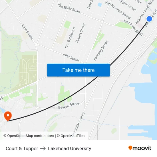 Court & Tupper to Lakehead University map