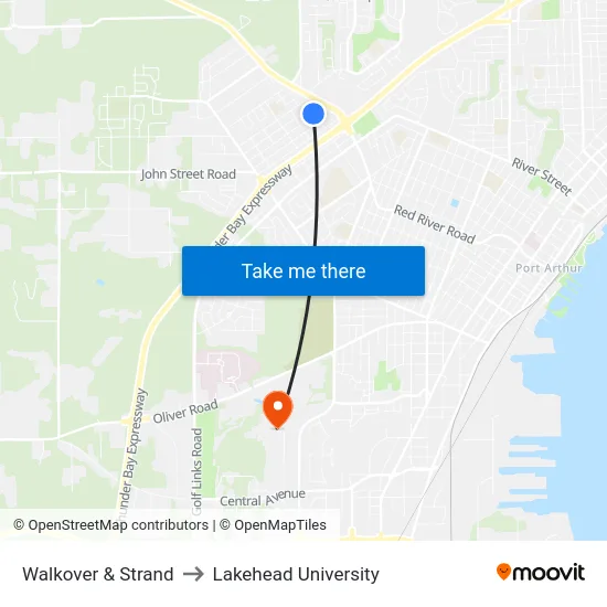 Walkover & Strand to Lakehead University map