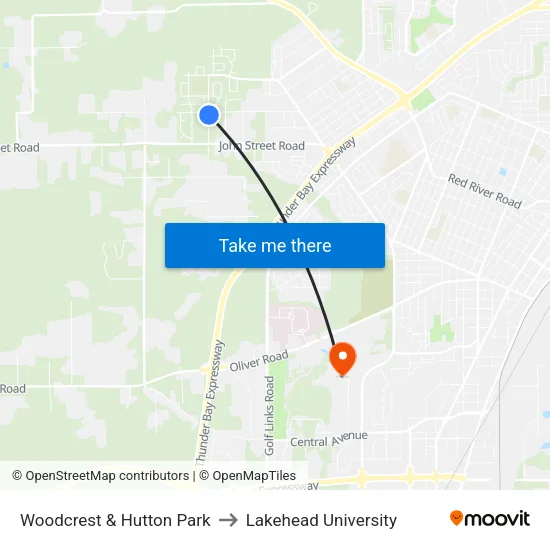 Woodcrest & Hutton Park to Lakehead University map