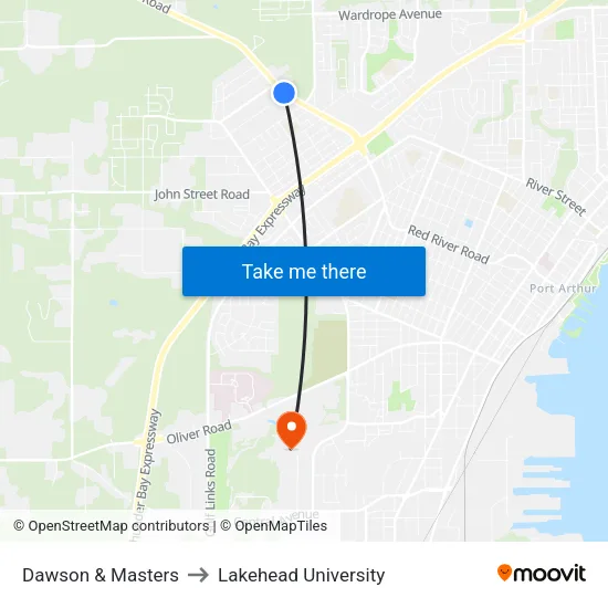Dawson & Masters to Lakehead University map