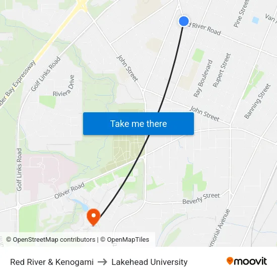 Red River & Kenogami to Lakehead University map