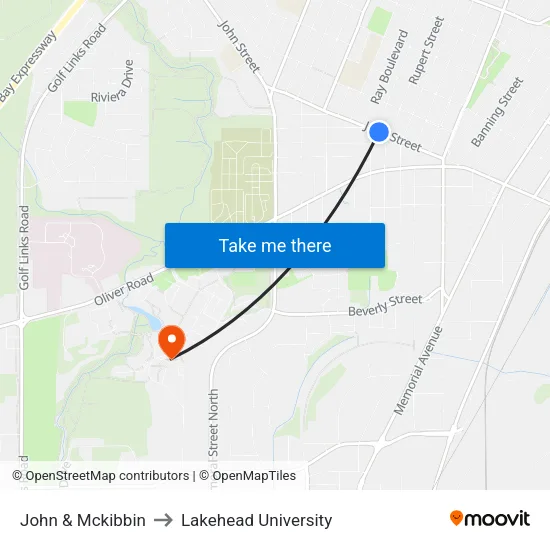 John & Mckibbin to Lakehead University map