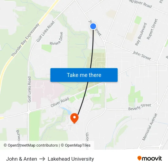 John & Anten to Lakehead University map