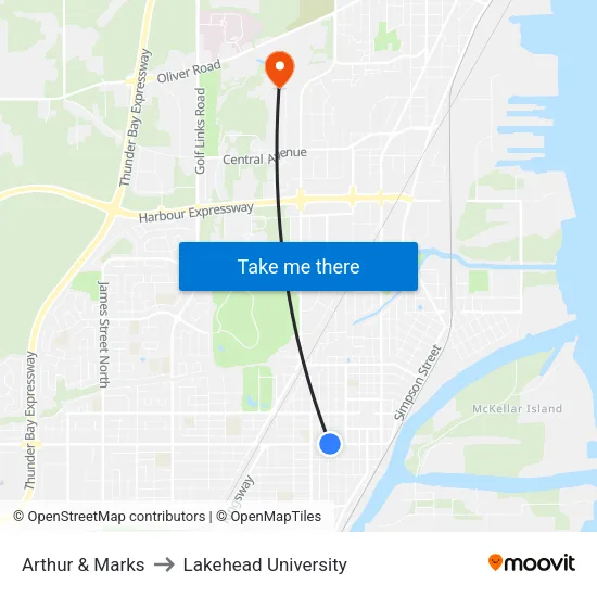 Arthur & Marks to Lakehead University map