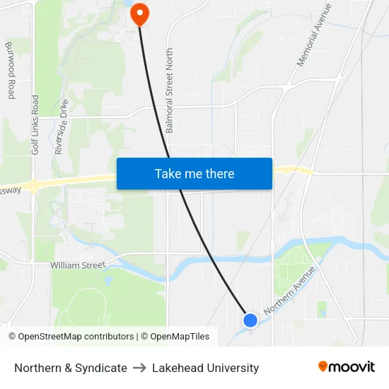 Northern & Syndicate to Lakehead University map