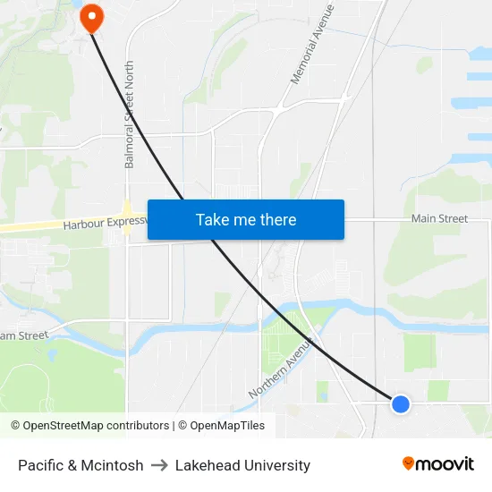 Pacific & Mcintosh to Lakehead University map