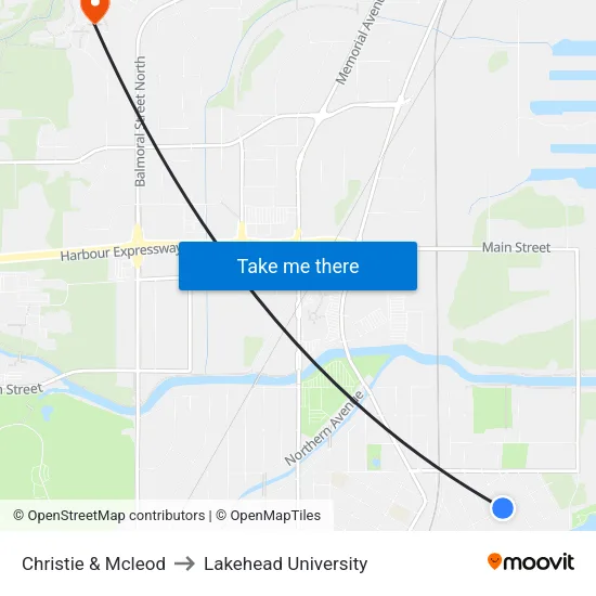 Christie & Mcleod to Lakehead University map