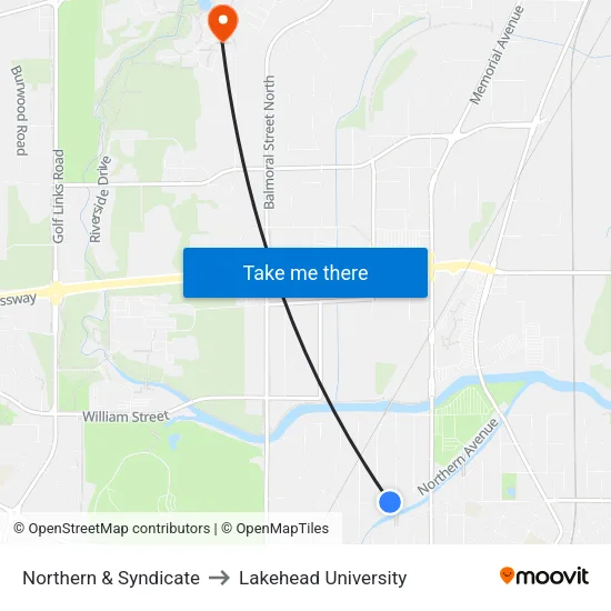 Northern & Syndicate to Lakehead University map