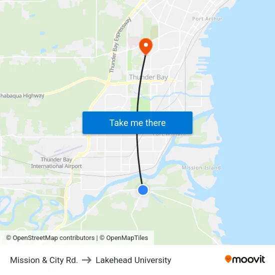 Mission & City Rd. to Lakehead University map