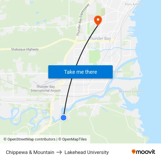 Chippewa & Mountain to Lakehead University map