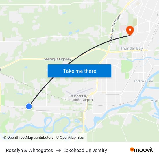 Rosslyn & Whitegates to Lakehead University map