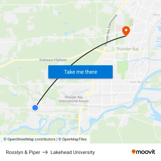 Rosslyn & Piper to Lakehead University map