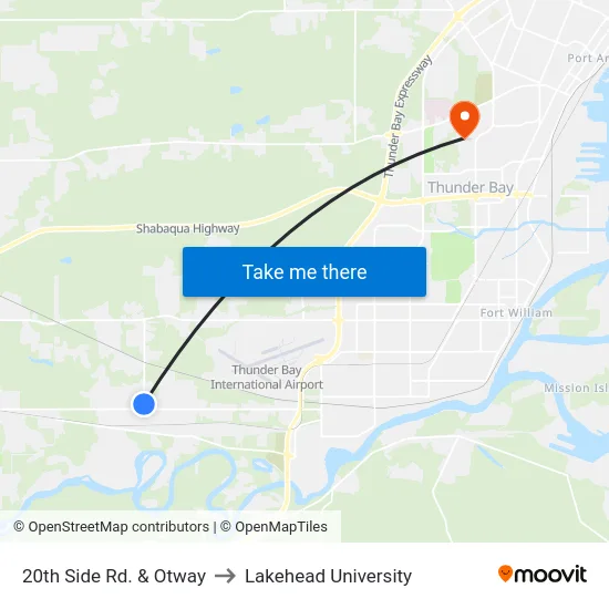 20th Side Rd. & Otway to Lakehead University map