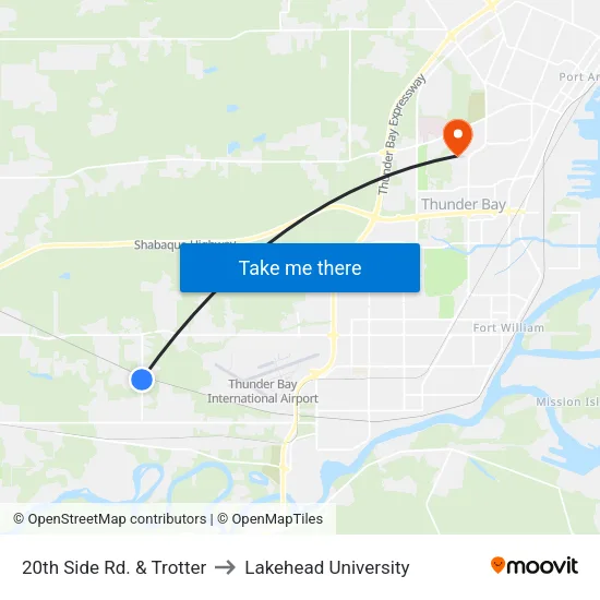 20th Side Rd. & Trotter to Lakehead University map