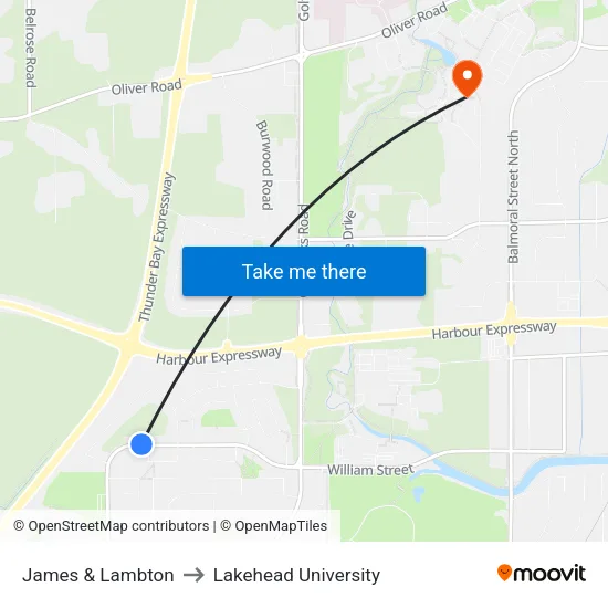 James & Lambton to Lakehead University map